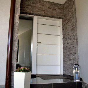 ADLO - Thermo-Sicherheitst�r TEDUO, Leisten atyp. Edelstahl, seitliches Fixteil mit dreifach Panzerglas