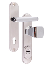 Sicherheitsbeschlag Rostex R1, Rund, Chrom Edelstahl, Griff - Quadratischer Griff