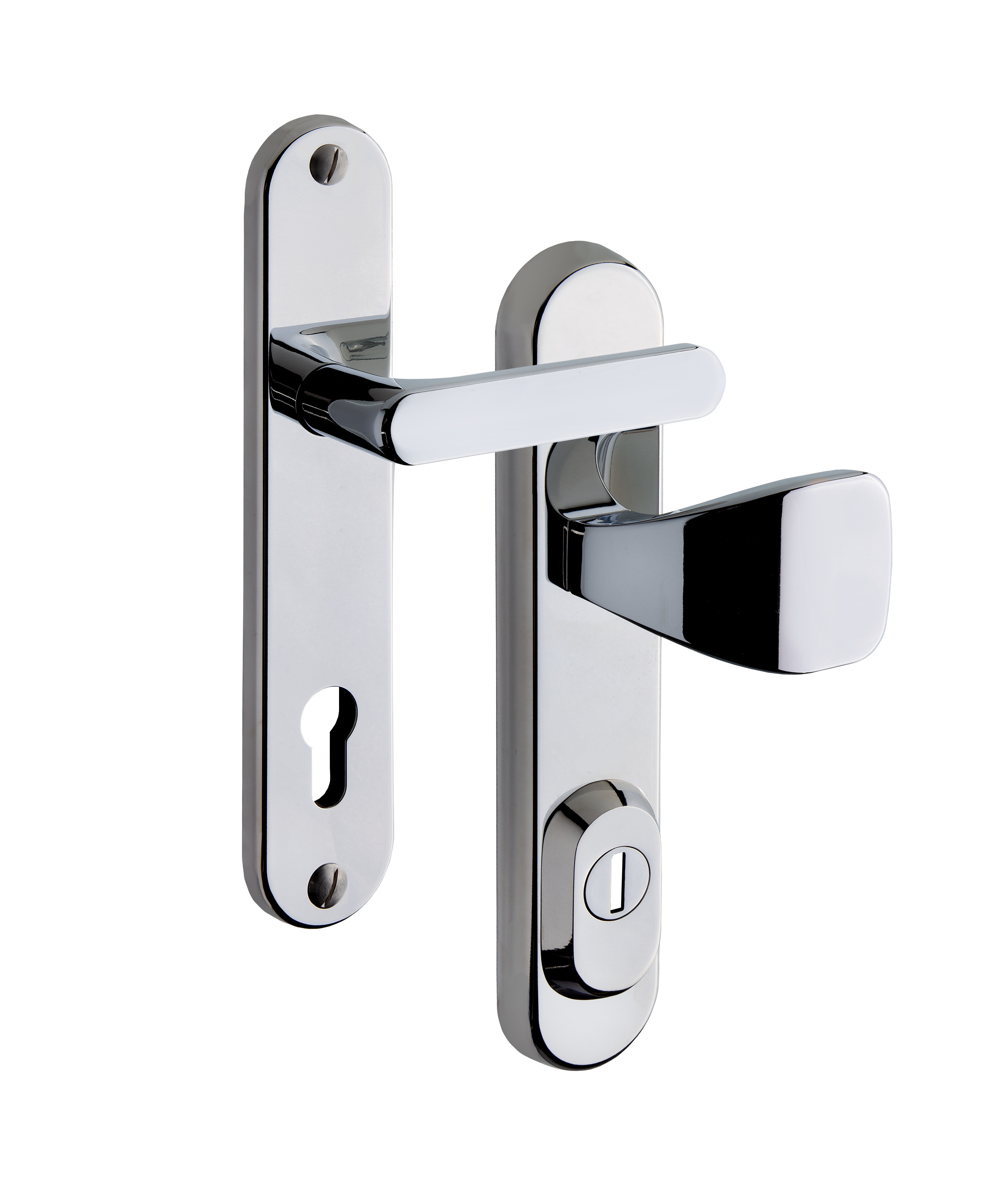 Sicherheitsbeschlag Rostex R1, Rund, Chrom Edelstahl, Griff - Quadratischer Griff