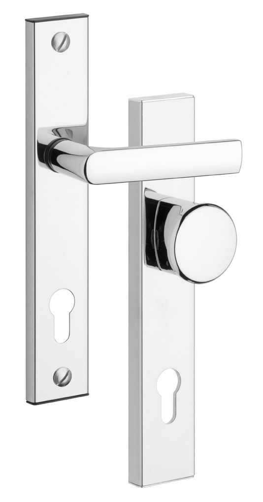 Sicherheitsbeschlag Rostex T802, Rund, Chrom Edelstahl, Griff - Kugel